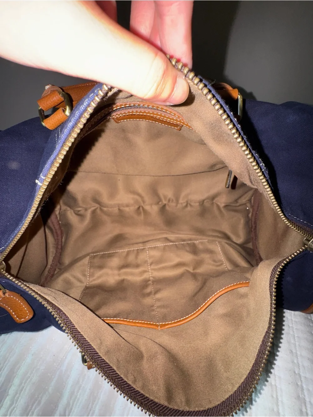 Vintage LPGA Queen City Championship Golf Duffle Bag Canvas Brown Leather Trim